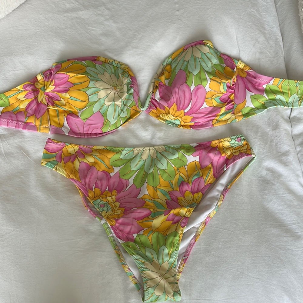 Shade & Shore Floral Bikini Set - Pink, Yellow, Green